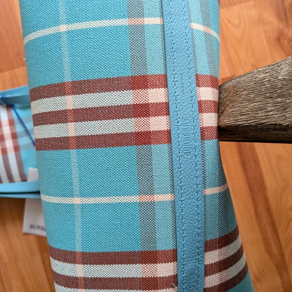 Burberry Light Blue Tote with Plaid Accent - Picture 2 of 11